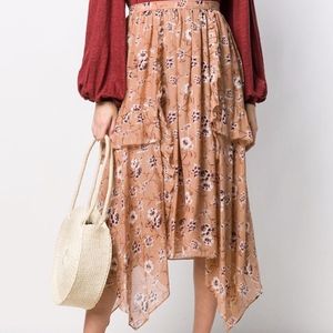 Ulla Johnson floral print asymmetric skirt